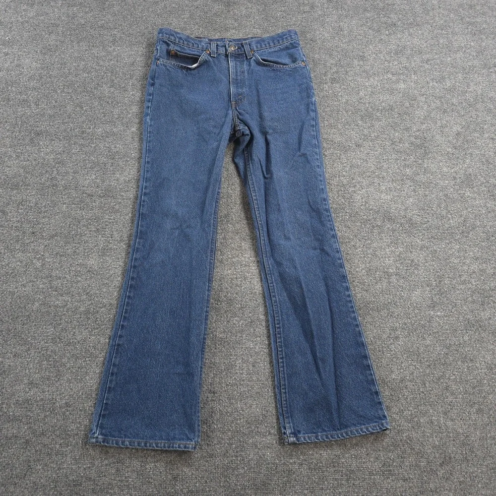 Vintage Levis Jeans Mens 32x32 Blue Denim 517 Boot Cut Orange Tab USA Cowboy 80s